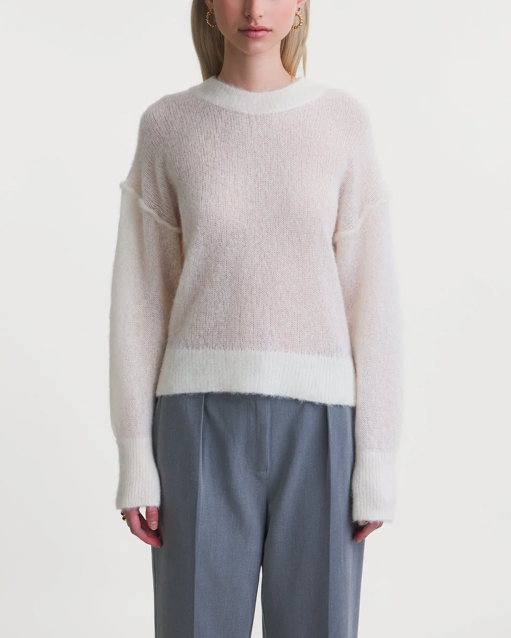 Dagmar   Sweater Brushed Alpaca Knit Offwhite 